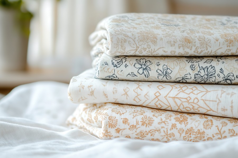 stacked-linens-with-delicate-patterns-bed-warm-light.jpg